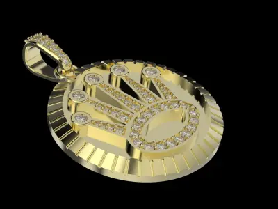 Luxury Crown Pendant 30mm 3D print model