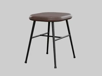Spine metal base stool-leather Low-poly 3D model