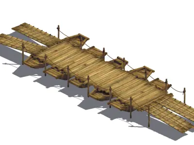Game Boat - Wooden Bridge 03 3D model