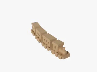 Wooden Toy Train Low-poly 3D model