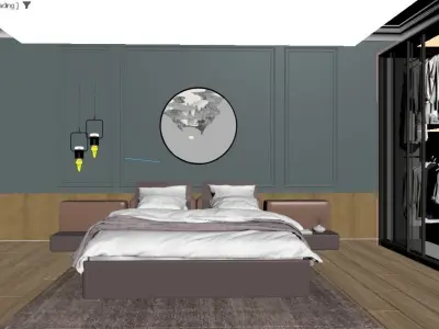 Minimal living room and bedroom 3D model