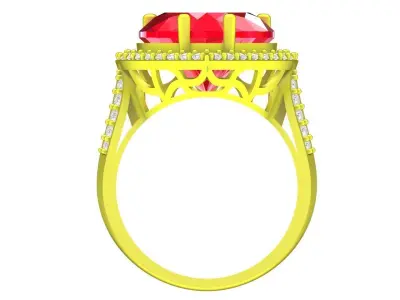 Luxury Heart Cut Halo Gemstone Ring 3D Model for Fine Jewel 4483 3D print model
