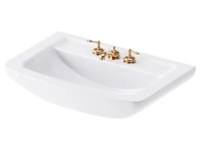 Vega Small Wall Mounted Bathroom Vessel Sink 3D model