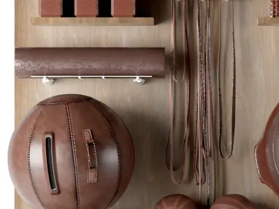 Home Gym Yoga Fitness Decoration Set 043 3D model