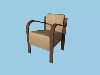 Wood Leather Armchair - Furniture Interior Design Low-poly 3D model