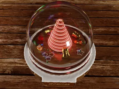 SnowGlobe christmas tree in glass dome 3D model