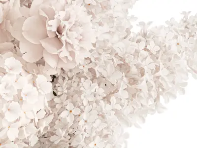Bouquet of white flowers lilac peony hydrangea in vase 433 3D model