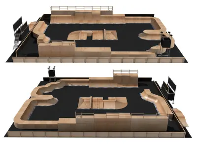 Skate Park builder - Elements and full park for BMX Skateboard Low-poly 3D model