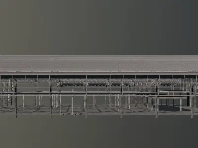 Warehouse in structure frame 3D model