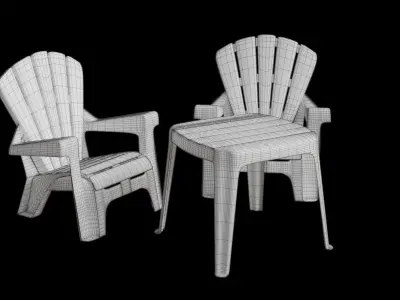 Plastic Table And Chairs For Kids 3D model