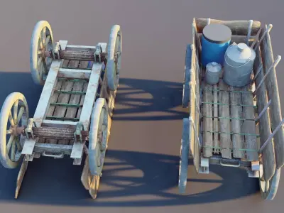 Realistic Milk Cart Low-poly 3D model