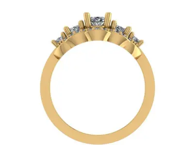 5 Stone Oval diamond ring 3D print model