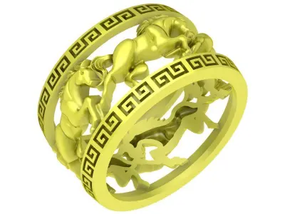 Luxury Dragon Band Ring with Greek Key Pattern 4097 3D print model