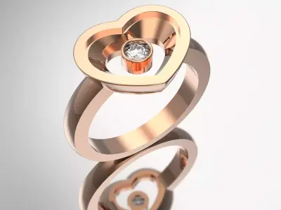 Luxury Heart Ring with glass Diamond 3mm Chopard 3D print model