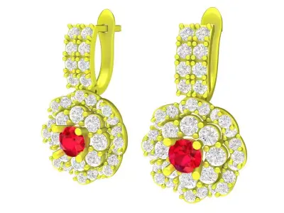 5868 luxury korean style flower diamond women earrings 3D print model