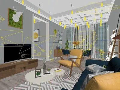 Nordic style Living Room Design 3D model