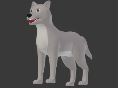 Cartoon Gray Wolf Low-poly 3D model