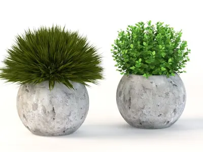 Table Top Decoration Centerpiece Planter of Fake Green Grass 3D model