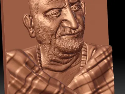 Neem Karoli Baba Relief Mural 3D print model