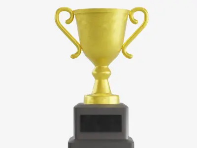 Gold Trophy Set Low-poly 3D model