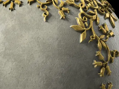 Plaster Materials 9- Ornament Plaster Pbr 4k seamless Sbsar Low-poly 3D model