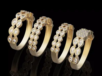 Lux rings silver gold jewelry printable 3D model 3D print model
