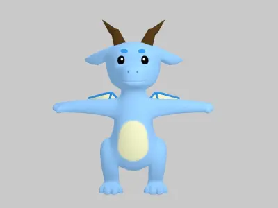 Tiny cute dragon Low-poly 3D model