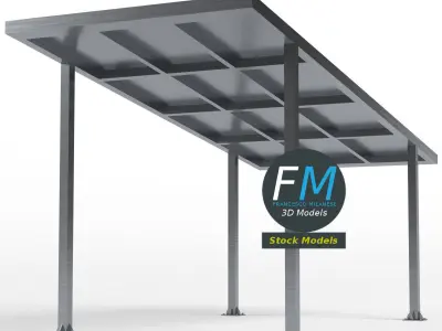 Parking shelter with solar panels 3D model