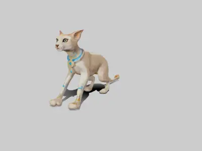 Animated Egyptian Cat Low-poly 3D model