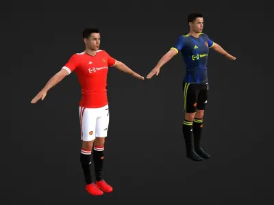 Cristiano Ronaldo - Manchester United - Two Models Low-poly 3D model