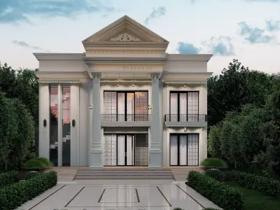 Neo Classical Residential Building Elevation  3D model