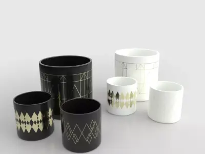 Scandinavian Pots 01 Low-poly 3D model