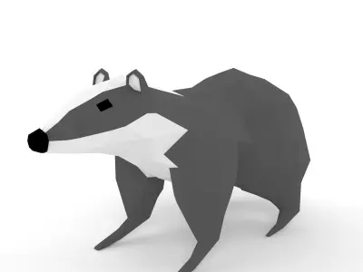 low-polys badger Low-poly 3D model