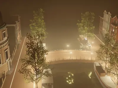 Amsterdam street corner Low-poly 3D model