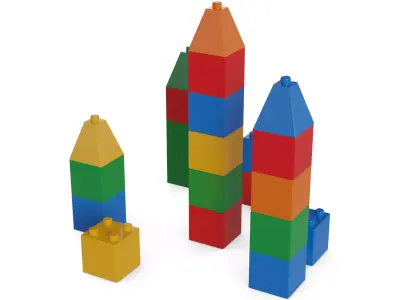 Cars and action games Building Blocks Low-poly 3D model get
