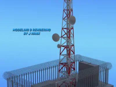 Telecommunication Tower Low-poly 3D model