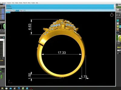 Artistic Floral Leaf Diamond Ring 3D Model for Women  4333 3D print model