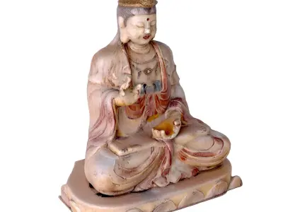 Carved Marble Buddha 3D model