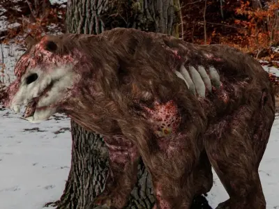 Zombie bear Low poly game ready  Low-poly 3D model