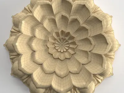 Decorative rosette with architectural carving 3D model