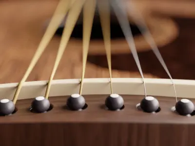  Guitar Acoustic Realistic brown Low-poly 3D model