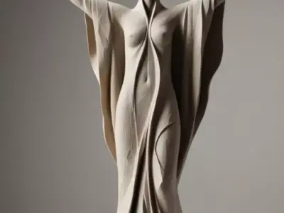 Abstract Woman Sculpture Flowing Robe Raised Arms 3D Low-poly 3D model