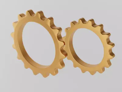 Minimal gears symbol Low-poly 3D model