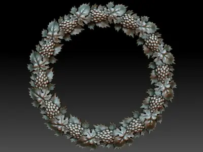 Decorative frame with Grapes and Leaves Free 3D model