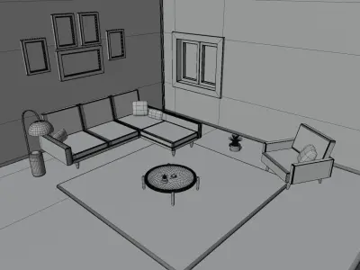Simple Living Room Design Free 3D model