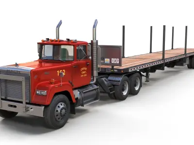 SuperLiner flatbed trailer Low-poly 3D model