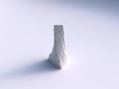 Vase twist grounded tipping triangle with organic cells 3D print model