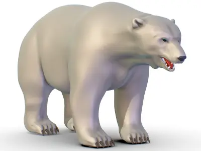 High Poly Model White Polar Bear Low-poly 3D model