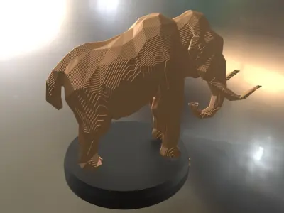 Parametric Mammoth Soft Gold Low-poly 3D model