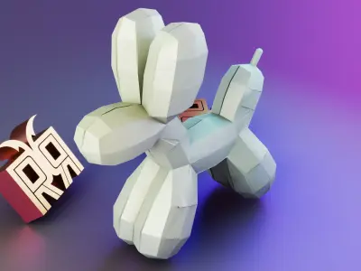 Low Poly Balloon Dog kaws 3D print model